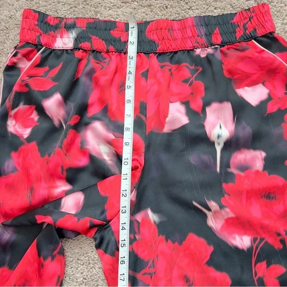 Victoria’s Secret Black Red Floral Satin Wide-Leg Pajama Pants Women’s Size XL - Picture 6 of 14